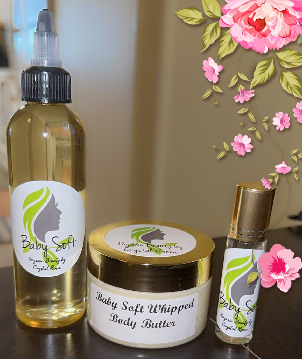 Organic Beauty Baby Soft Body Butter, Body Oil & Fragrance Rollerball Set