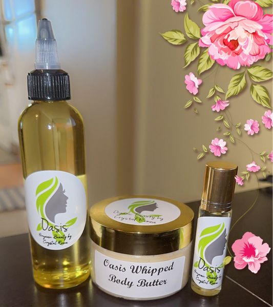 Organic Beauty Oasis Body Butter, Body Oil & Fragrance Rollerball Set